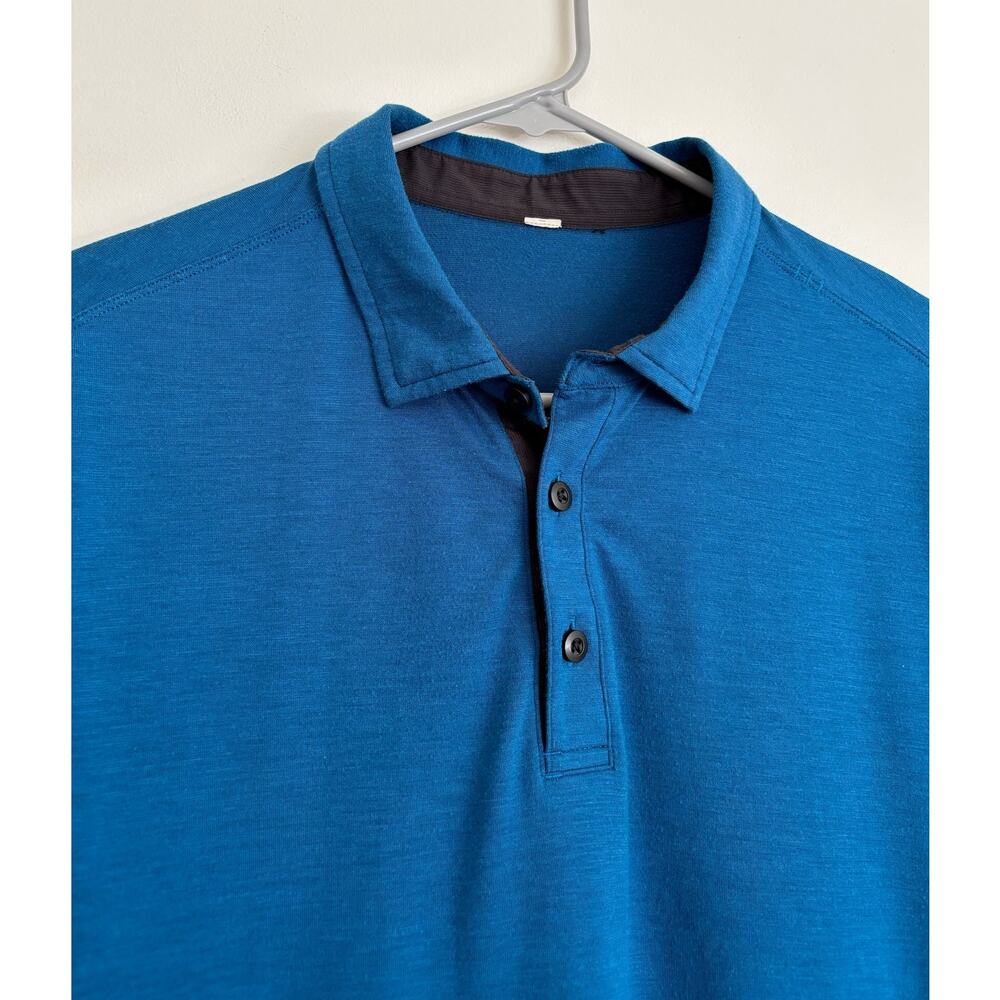 Royal Blue Men's Lululemon Cotton Polo Shirt M - Picture 2 of 5